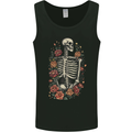 A Skeleton With Flowers Skull Mens Vest Tank Top Black