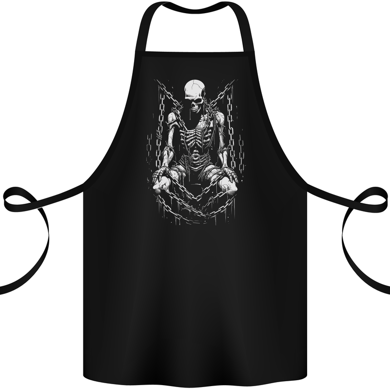 A Skeleton in Bondage Skull Horror Gothic Goth Cotton Apron 100% Organic Black