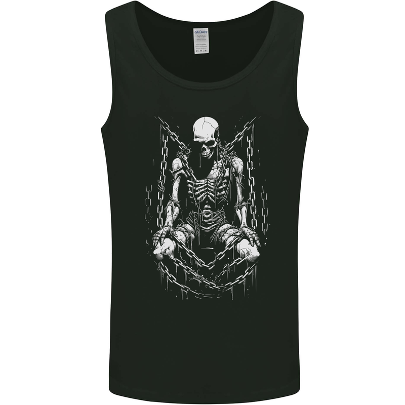A Skeleton in Bondage Skull Horror Gothic Goth Mens Vest Tank Top Black