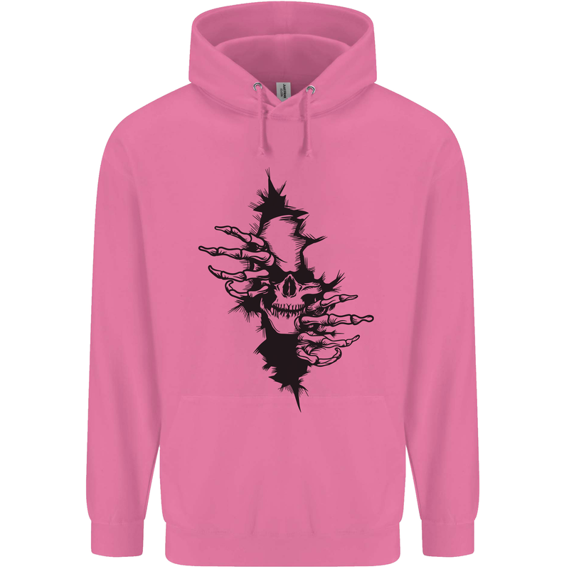 A Skull From a Ripped Shirt Gothic Goth Biker Childrens Kids Hoodie Azalea