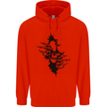 A Skull From a Ripped Shirt Gothic Goth Biker Childrens Kids Hoodie Bright Red
