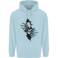 A Skull From a Ripped Shirt Gothic Goth Biker Childrens Kids Hoodie Light Blue