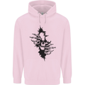 A Skull From a Ripped Shirt Gothic Goth Biker Childrens Kids Hoodie Light Pink