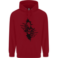 A Skull From a Ripped Shirt Gothic Goth Biker Childrens Kids Hoodie Red