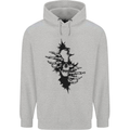 A Skull From a Ripped Shirt Gothic Goth Biker Childrens Kids Hoodie Sports Grey