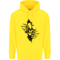 A Skull From a Ripped Shirt Gothic Goth Biker Childrens Kids Hoodie Yellow