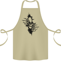 A Skull From a Ripped Shirt Gothic Goth Biker Cotton Apron 100% Organic Khaki