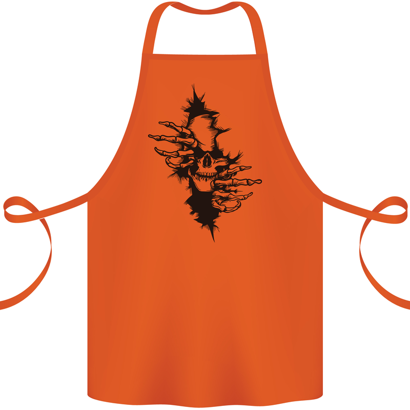 A Skull From a Ripped Shirt Gothic Goth Biker Cotton Apron 100% Organic Orange