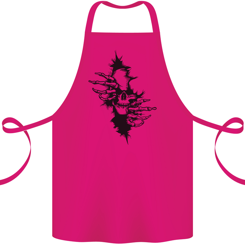 A Skull From a Ripped Shirt Gothic Goth Biker Cotton Apron 100% Organic Pink