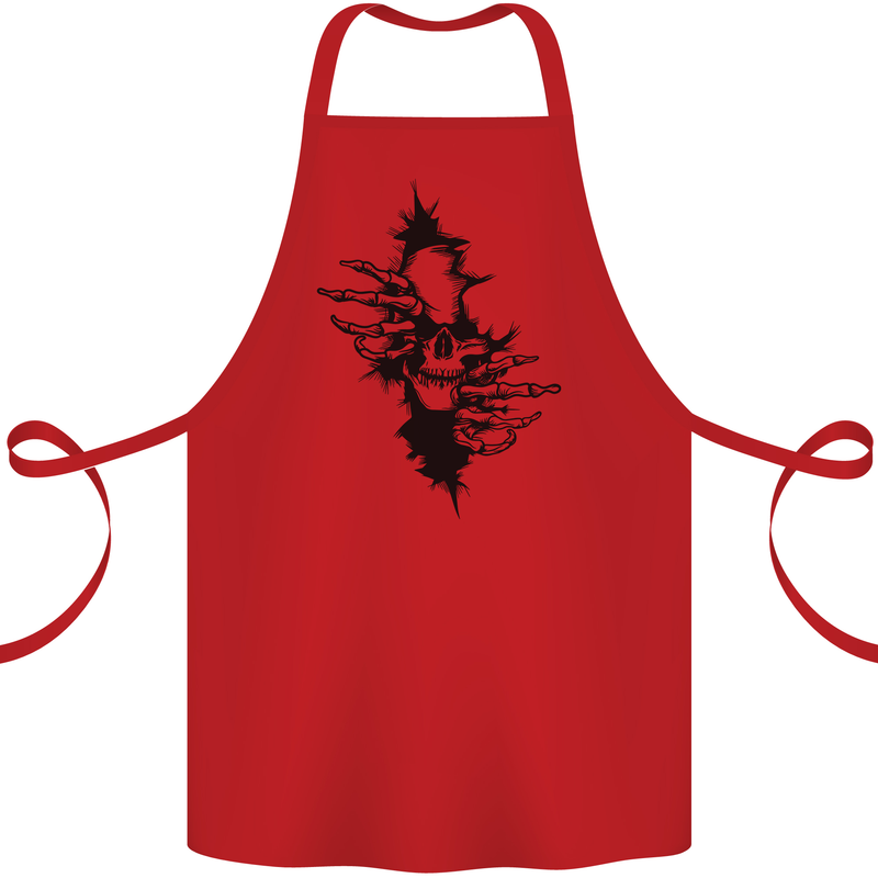 A Skull From a Ripped Shirt Gothic Goth Biker Cotton Apron 100% Organic Red