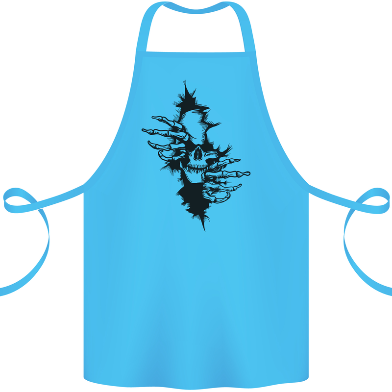 A Skull From a Ripped Shirt Gothic Goth Biker Cotton Apron 100% Organic Turquoise