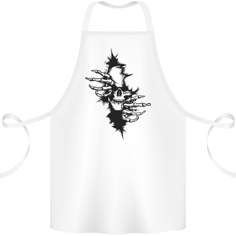 A Skull From a Ripped Shirt Gothic Goth Biker Cotton Apron 100% Organic White