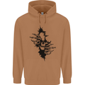 A Skull From a Ripped Shirt Gothic Goth Biker Mens 80% Cotton Hoodie Caramel Latte