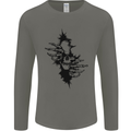 A Skull From a Ripped Shirt Gothic Goth Biker Mens Long Sleeve T-Shirt Charcoal