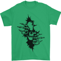 A Skull From a Ripped Shirt Gothic Goth Biker Mens T-Shirt 100% Cotton Irish Green