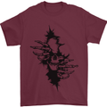 A Skull From a Ripped Shirt Gothic Goth Biker Mens T-Shirt 100% Cotton Maroon