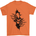 A Skull From a Ripped Shirt Gothic Goth Biker Mens T-Shirt 100% Cotton Orange