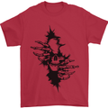 A Skull From a Ripped Shirt Gothic Goth Biker Mens T-Shirt 100% Cotton Red