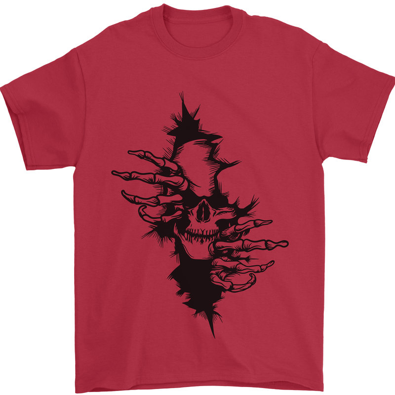 A Skull From a Ripped Shirt Gothic Goth Biker Mens T-Shirt 100% Cotton Red