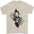A Skull From a Ripped Shirt Gothic Goth Biker Mens T-Shirt 100% Cotton Sand