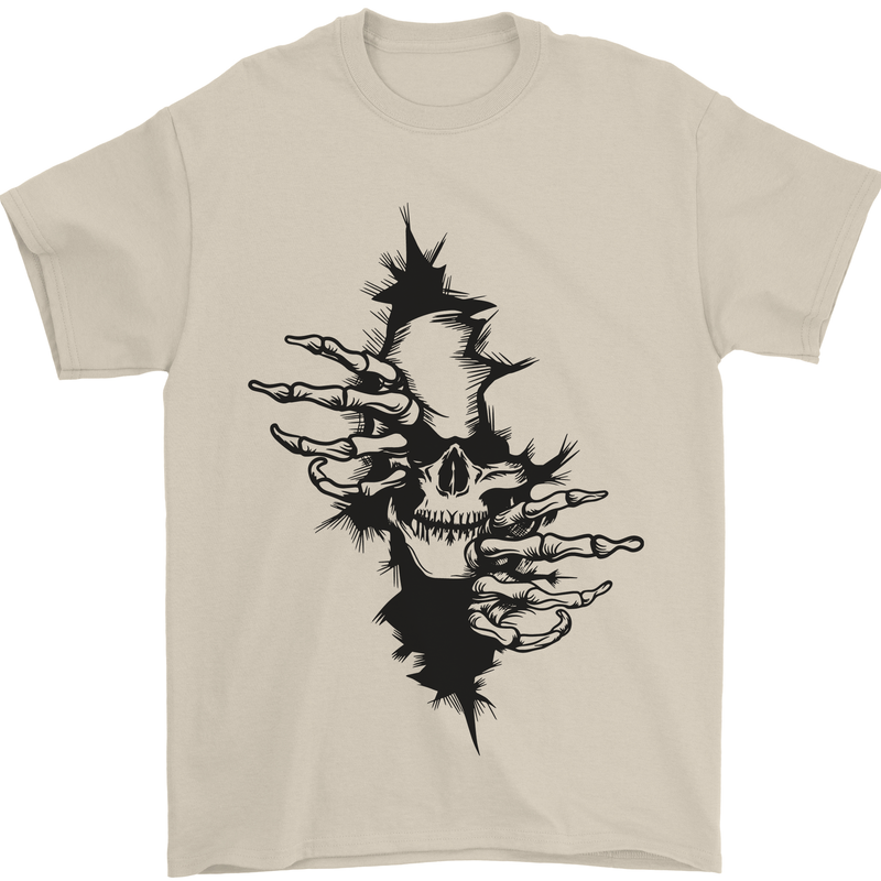 A Skull From a Ripped Shirt Gothic Goth Biker Mens T-Shirt 100% Cotton Sand