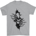 A Skull From a Ripped Shirt Gothic Goth Biker Mens T-Shirt 100% Cotton Sports Grey