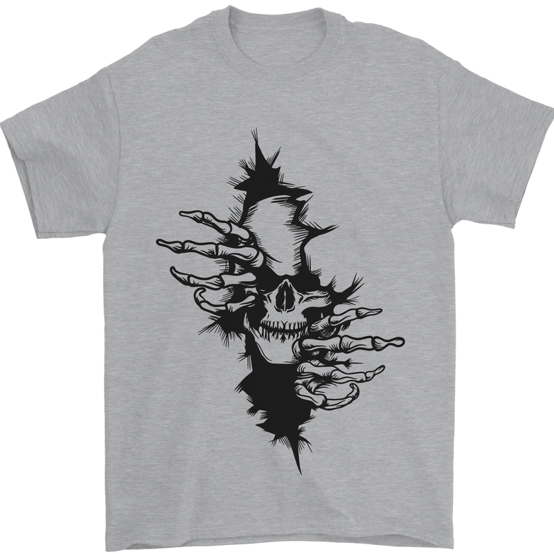 A Skull From a Ripped Shirt Gothic Goth Biker Mens T-Shirt 100% Cotton Sports Grey