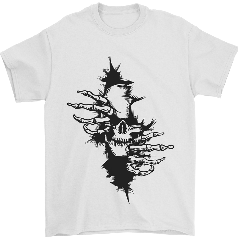 A Skull From a Ripped Shirt Gothic Goth Biker Mens T-Shirt 100% Cotton White