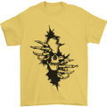 A Skull From a Ripped Shirt Gothic Goth Biker Mens T-Shirt 100% Cotton Yellow