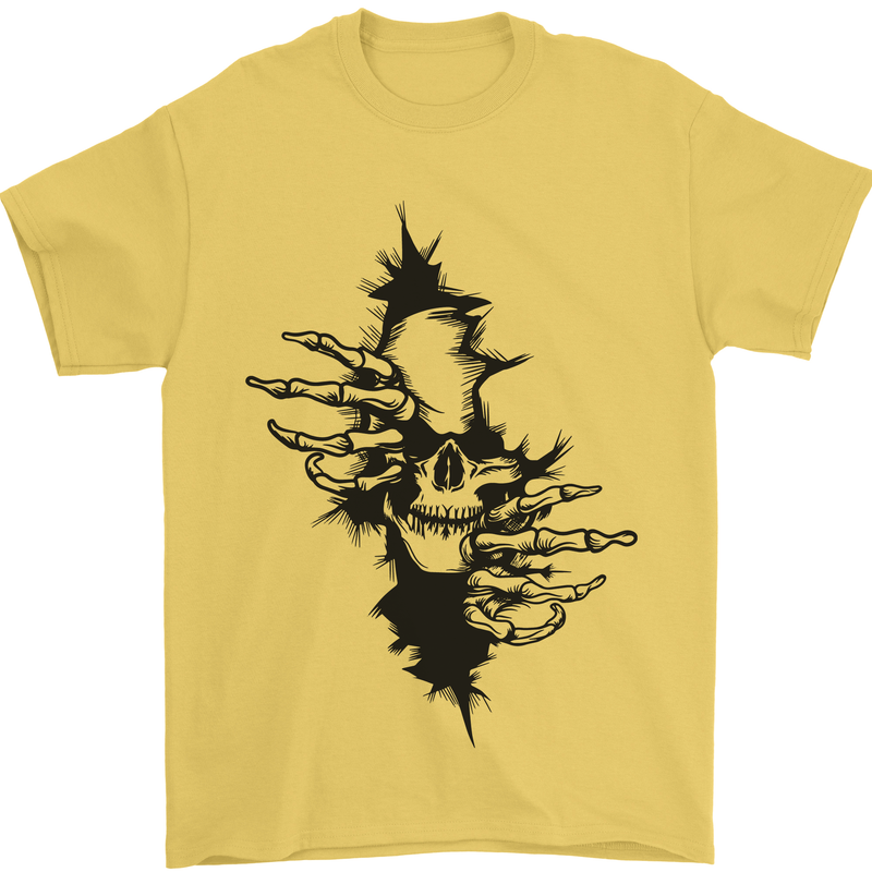 A Skull From a Ripped Shirt Gothic Goth Biker Mens T-Shirt 100% Cotton Yellow