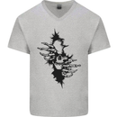 A Skull From a Ripped Shirt Gothic Goth Biker Mens V-Neck Cotton T-Shirt Sports Grey