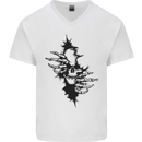 A Skull From a Ripped Shirt Gothic Goth Biker Mens V-Neck Cotton T-Shirt White