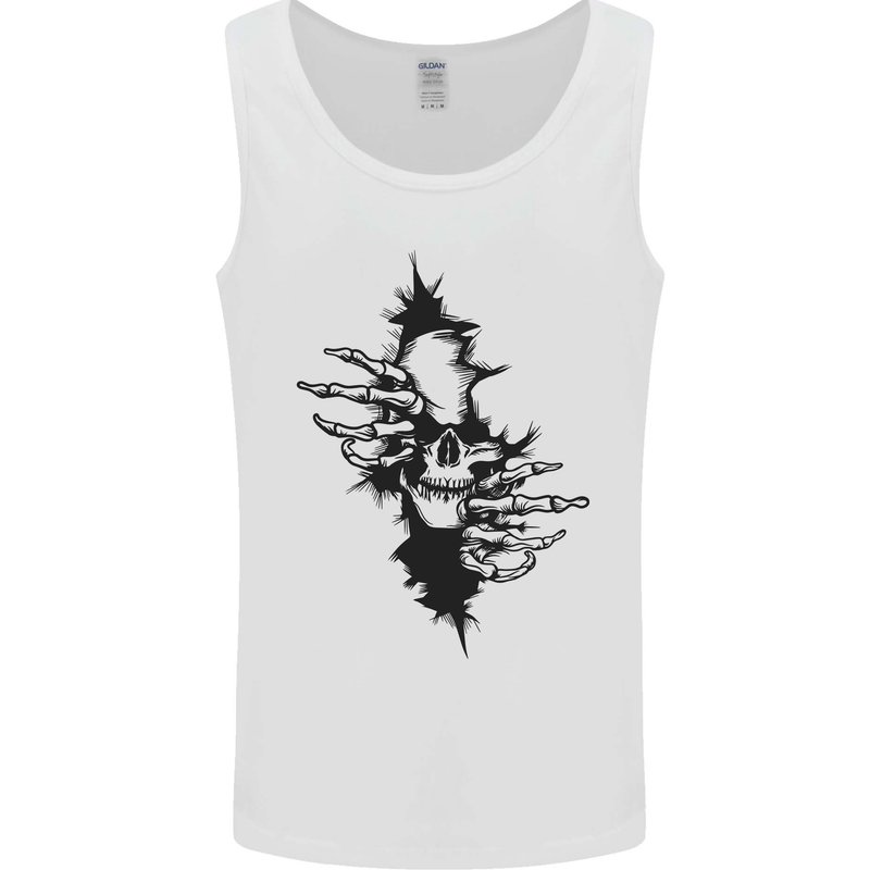 A Skull From a Ripped Shirt Gothic Goth Biker Mens Vest Tank Top White