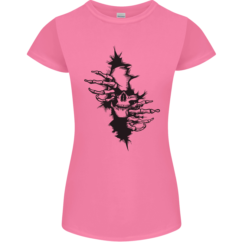 A Skull From a Ripped Shirt Gothic Goth Biker Womens Petite Cut T-Shirt Azalea