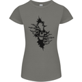 A Skull From a Ripped Shirt Gothic Goth Biker Womens Petite Cut T-Shirt Charcoal