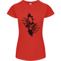 A Skull From a Ripped Shirt Gothic Goth Biker Womens Petite Cut T-Shirt Red