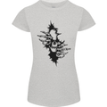 A Skull From a Ripped Shirt Gothic Goth Biker Womens Petite Cut T-Shirt Sports Grey