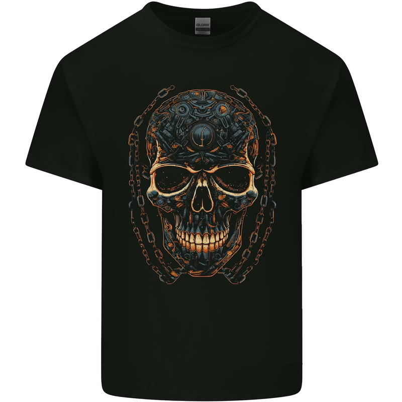 A Skull Made of Scrap Mens Cotton T-Shirt Tee Top Black