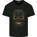 A Skull Made of Scrap Mens V-Neck Cotton T-Shirt Black