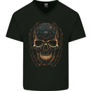 A Skull Made of Scrap Mens V-Neck Cotton T-Shirt Black