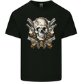 A Skull With Guns Cowboy Biker Kids T-Shirt Childrens Black