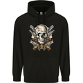 A Skull With Guns Cowboy Biker Mens 80% Cotton Hoodie Black