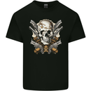 A Skull With Guns Cowboy Biker Mens Cotton T-Shirt Tee Top Black
