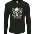 A Skull With Guns Cowboy Biker Mens Long Sleeve T-Shirt Black