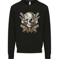 A Skull With Guns Cowboy Biker Mens Sweatshirt Jumper Black