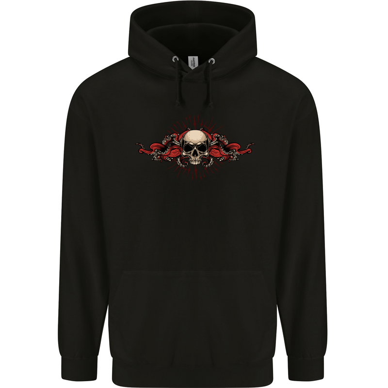 A Skull With Tentacles Childrens Kids Hoodie Black