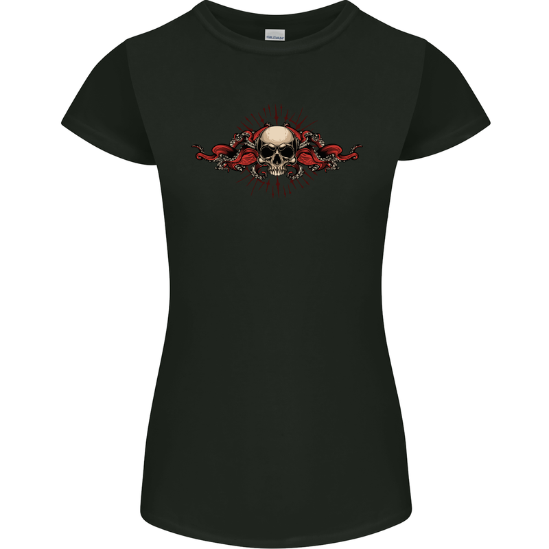 A Skull With Tentacles Womens Petite Cut T-Shirt Black