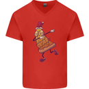 A Slice of Christmas Pizza Funny Xmas Mens V-Neck Cotton T-Shirt Red