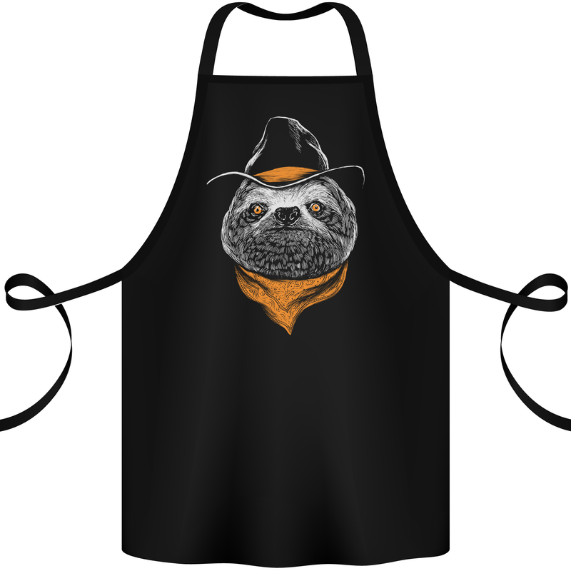 A Sloth Cowboy Cotton Apron 100% Organic Black