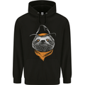 A Sloth Cowboy Mens 80% Cotton Hoodie Black